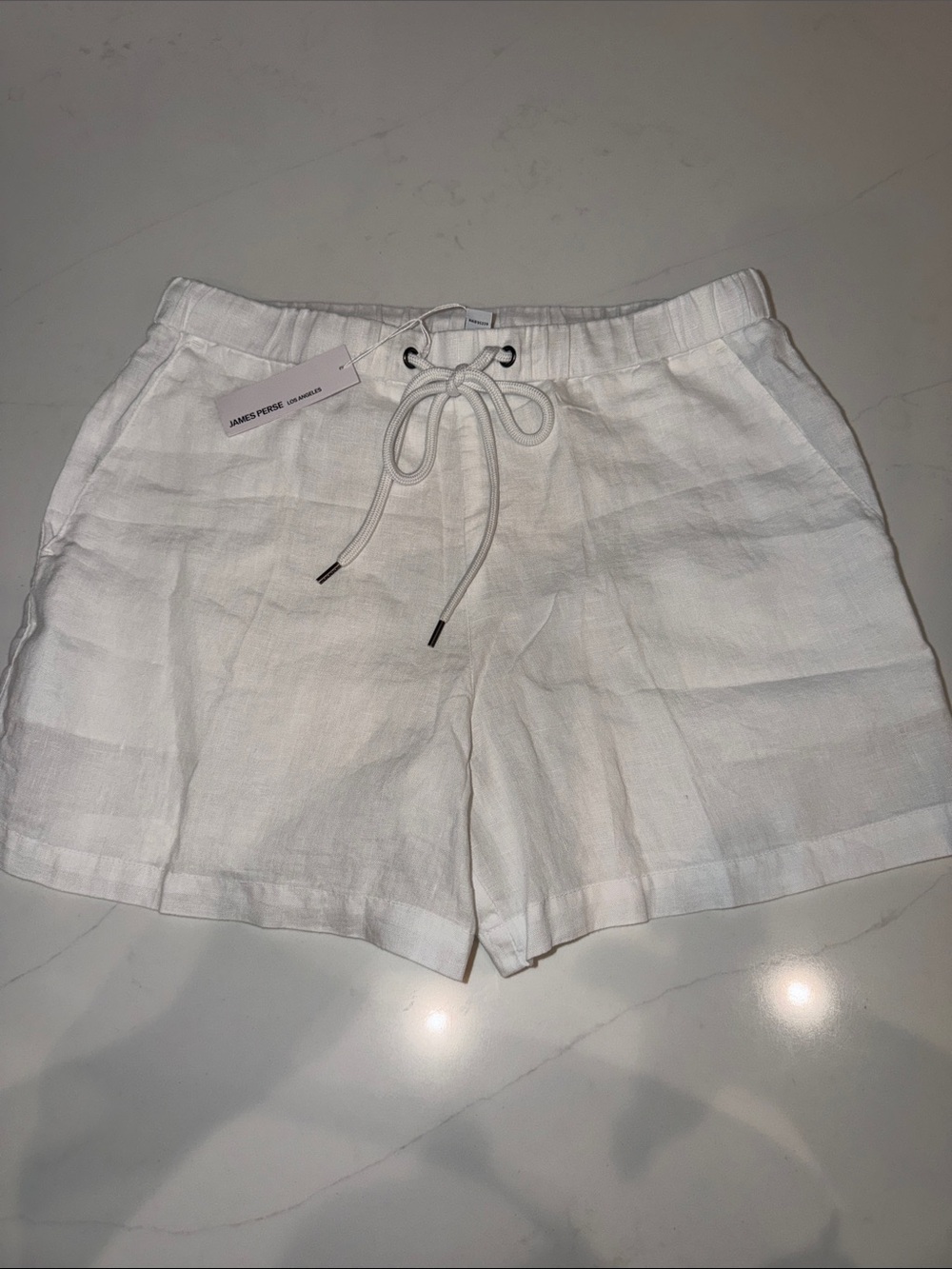 James Perse white linen shorts 0